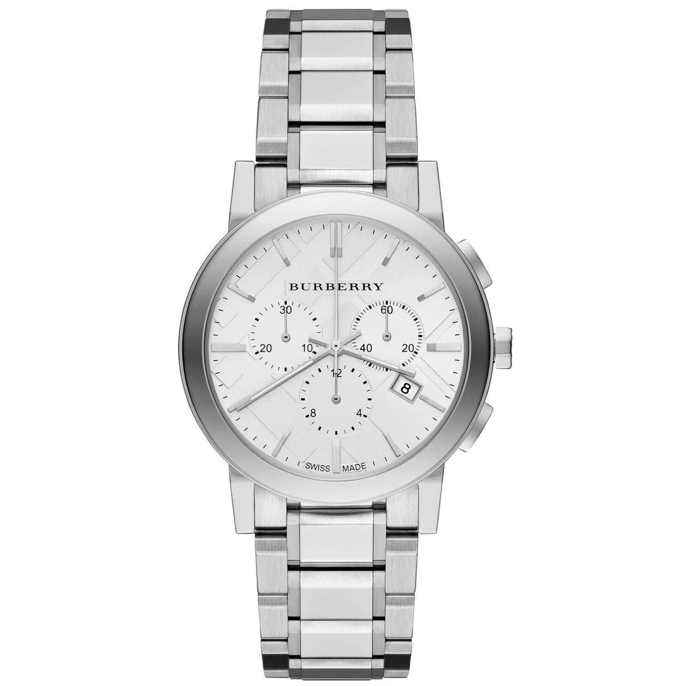 Ladies Burberry Silver Stainless Steel Chronograph Watch BU9750 Fashion Watches UK