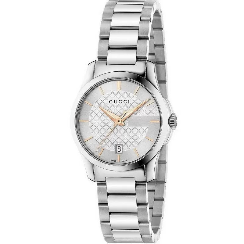 Ladies G Timeless Gucci Silver Rose Gold Dial Stainless Steel Silver Fashion Watches UK