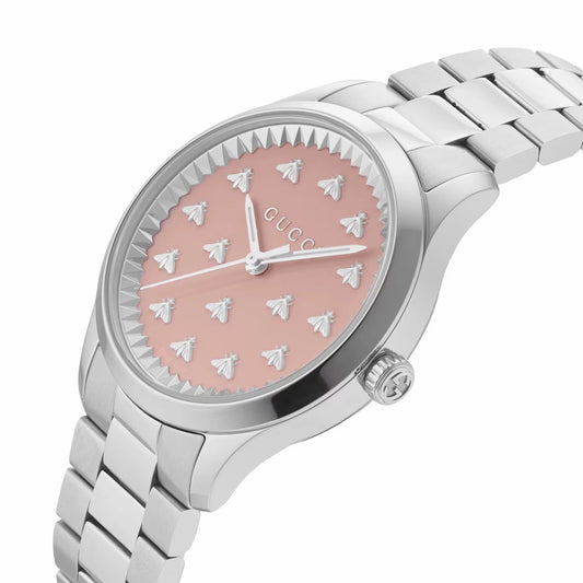 Ladies Gucci G-Timeless Pink Dial Multi Bee Watch YA1265033