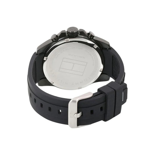 Mens Tommy Hilfiger Black Silicone Strap Chronograph Watch 1791352