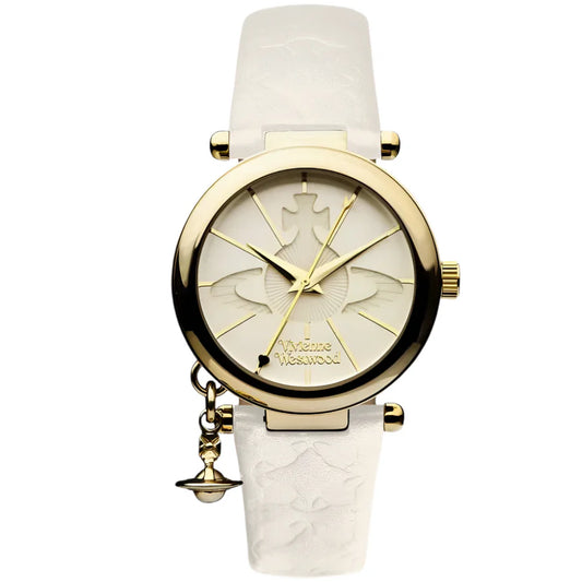 Ladies Vivienne Westwood Orb II White Cream Leather Strap Watch VV006WHWH