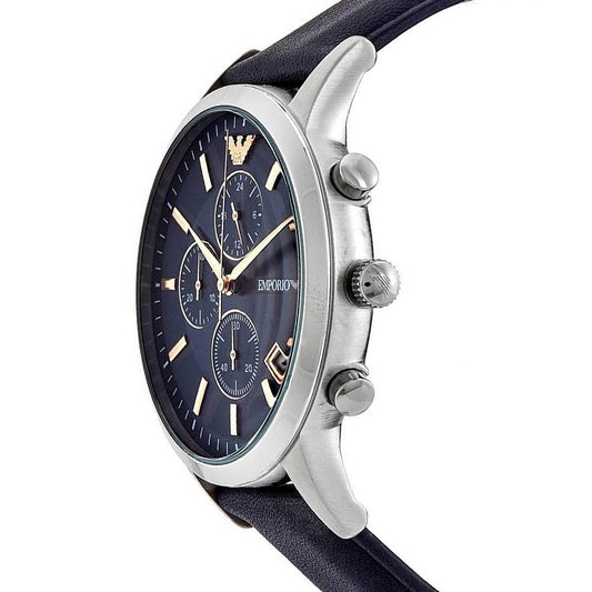 Men's Renato Emporio Armani Blue Chronograph Leather Strap Watch AR11216