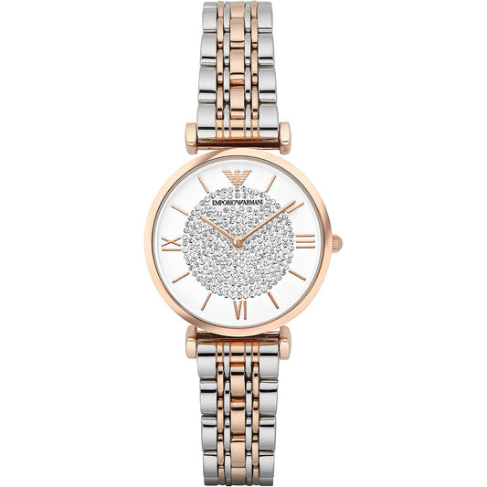 Ladies Emporio Armani Rose Gold and Silver Stainless Steel Watch AR1926