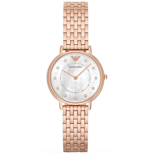 Ladies Emporio Armani Rose Gold Mother Of Pearl Dial Watch AR11006