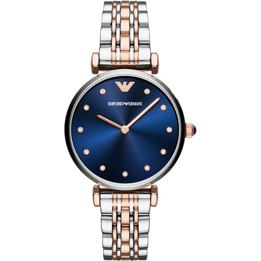 Ladies Emporio Armani Silver & Rose Gold Stainless Steel Watch AR11092