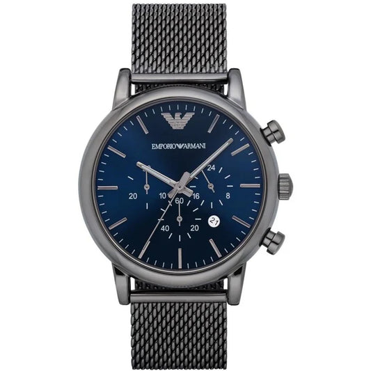 Men’s Emporio Armani Gunmetal Gray Blue Dial Chronograph Watch AR1979