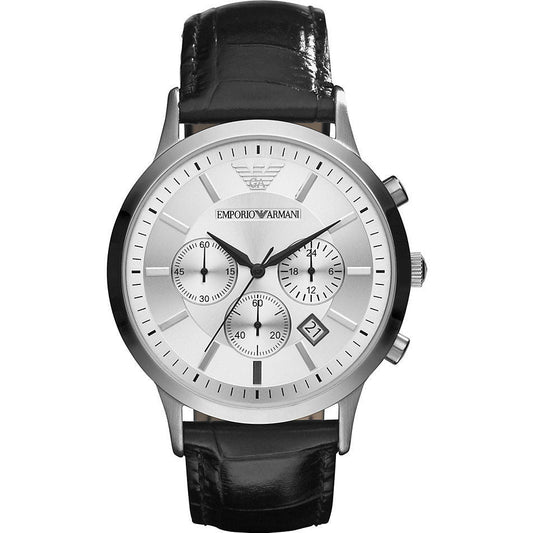 Men's Emporio Armani Classic Black Leather Chronograph Watch AR2432