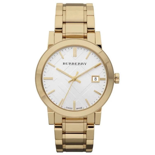 Men's Burberry The City Check Stamped Gold Watch BU9003