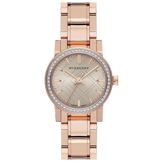 Ladies Burberry The City Diamond Rose Gold Stainless Steel Watch BU9225