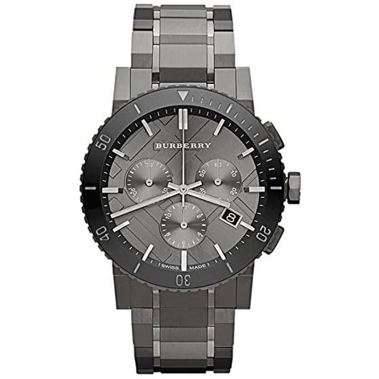 Mens Burberry Gunmetal Grey Chronograph Watch BU9381