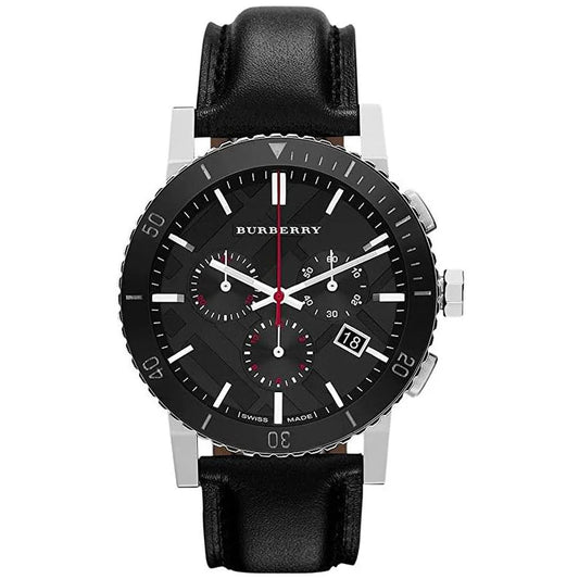 Men’s Burberry Chronograph Black Leather Strap Watch BU9382