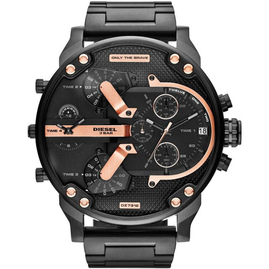 Men’s Diesel Mr Daddy 2.0 Black & Rose Gold Stainless Steel Chronograph Watch DZ7312