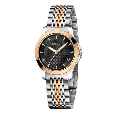 Ladies Gucci G-Timeless Black Dial Steel & Gold Watch YA126512