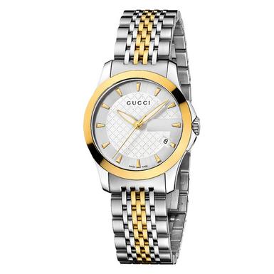 Ladies Gucci G-Timeless Silver & Gold Stainless Steel Watch YA126511