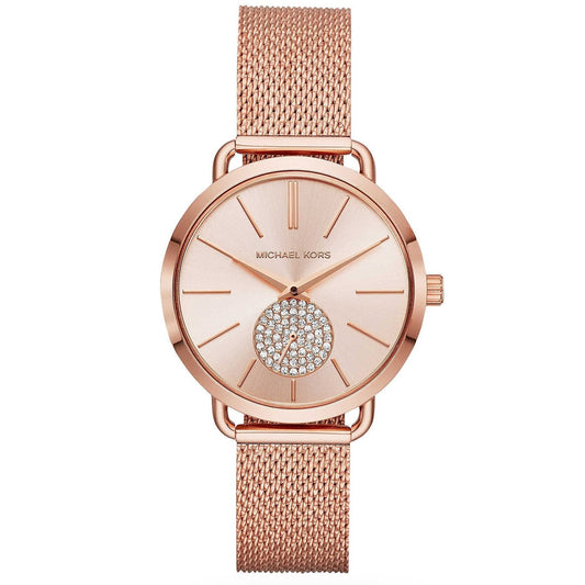 Ladies Portia Michael Kors Rose Gold Diamond Infused Dial Watch MK3845