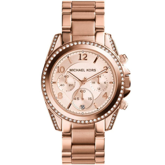 Ladies Michael Kors Blair Rose Gold Stainless Steel Chronograph Watch MK5263