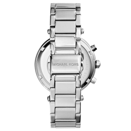 Ladies Michael Kors Parker Silver Stainless Steel Chronograph Watch MK5353