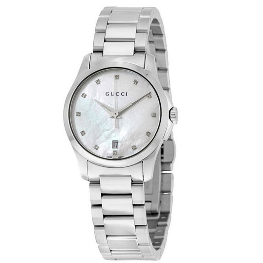 Ladies G-Timeless Gucci Mother Of Pearl Dial Silver Stainless Steel Strap Watch YA126542