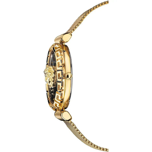 Ladies Versace Palazzo Black Dial Gold Watch VEDV00519