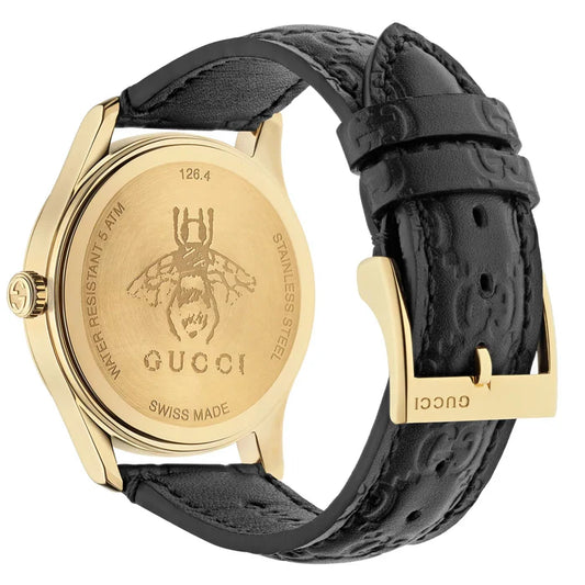 Ladies Gucci G-Timeless Black Dial Black Leather Strap Watch YA1264034A