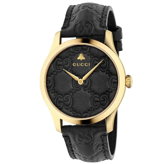 Ladies Gucci G-Timeless Black Dial Black Leather Strap Watch YA1264034A