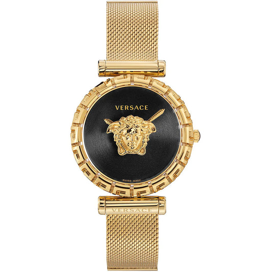 Ladies Versace Palazzo Black Dial Gold Watch VEDV00519