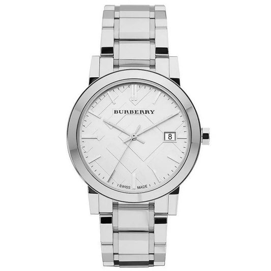 Men's Burberry The City Silver Stainless Steel Silver Dial Watch BU9000