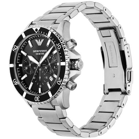 Men's Emporio Armani Diver Chronograph Silver Watch AR11360