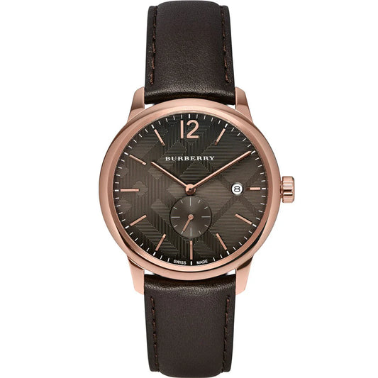 Burberry stamped leather strap watch on sale