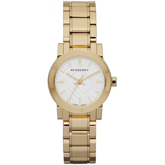 Ladies Burberry 26mm Silver Dial Gold Strap Watch BU9203