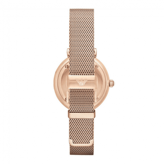 Ladies Emporio Armani Rose Gold Mesh Bracelet Watch AR1956