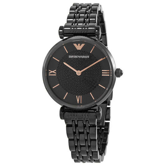 Ladies Emporio Armani Gianni Black Crystal Watch AR11245