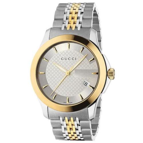 Men’s Gucci G-Timeless Two Tone Silver & Gold Strap Watch YA126409