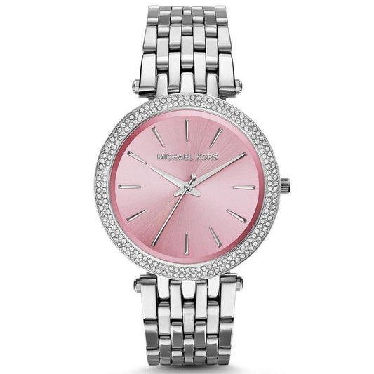 Ladies Michael Kors Darci Pink Dial Diamond Bezel Watch MK3352