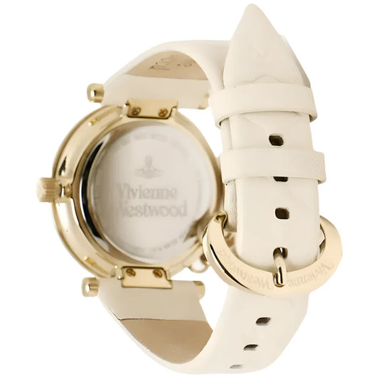 Ladies Vivienne Westwood Orb II White Cream Leather Strap Watch VV006WHWH