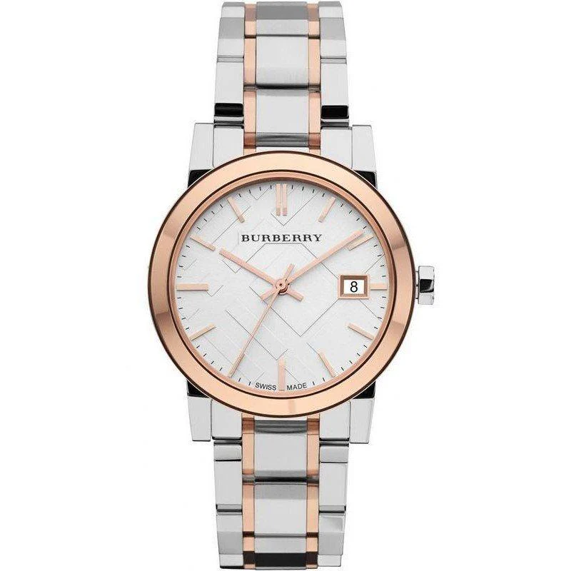 Ladies Burberry Rose Gold & Silver Stainless Steel Watch BU9105