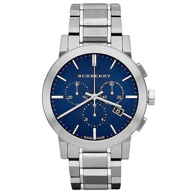Men's Burberry Blue Dial Silver Stainless Steel Chronograph Watch BU9363