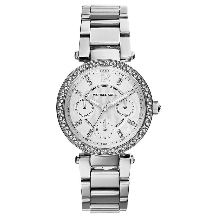 Ladies Michael Kors Parker Silver Stainless Steel Chronograph Watch MK5615