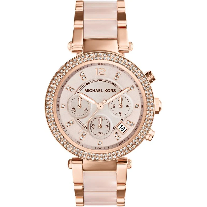 Ladies Michael Kors Parker Rose Gold Stainless Steel Chronograph Watch MK5896