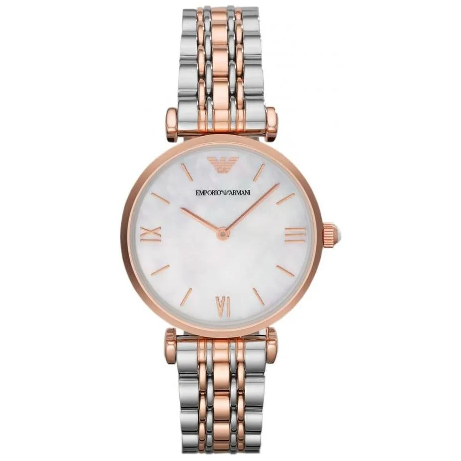 Ladies Emporio Armani Rose Gold and Silver Stainless Steel Watch AR1683