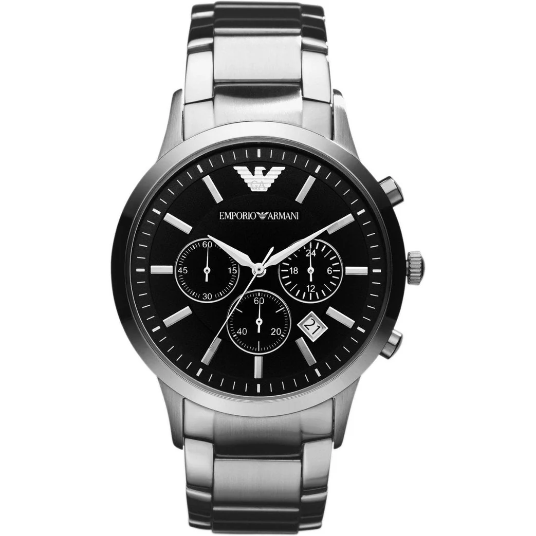Men's Emporio Armani Classic Silver Stainless Steel Chronograph Watch AR2434