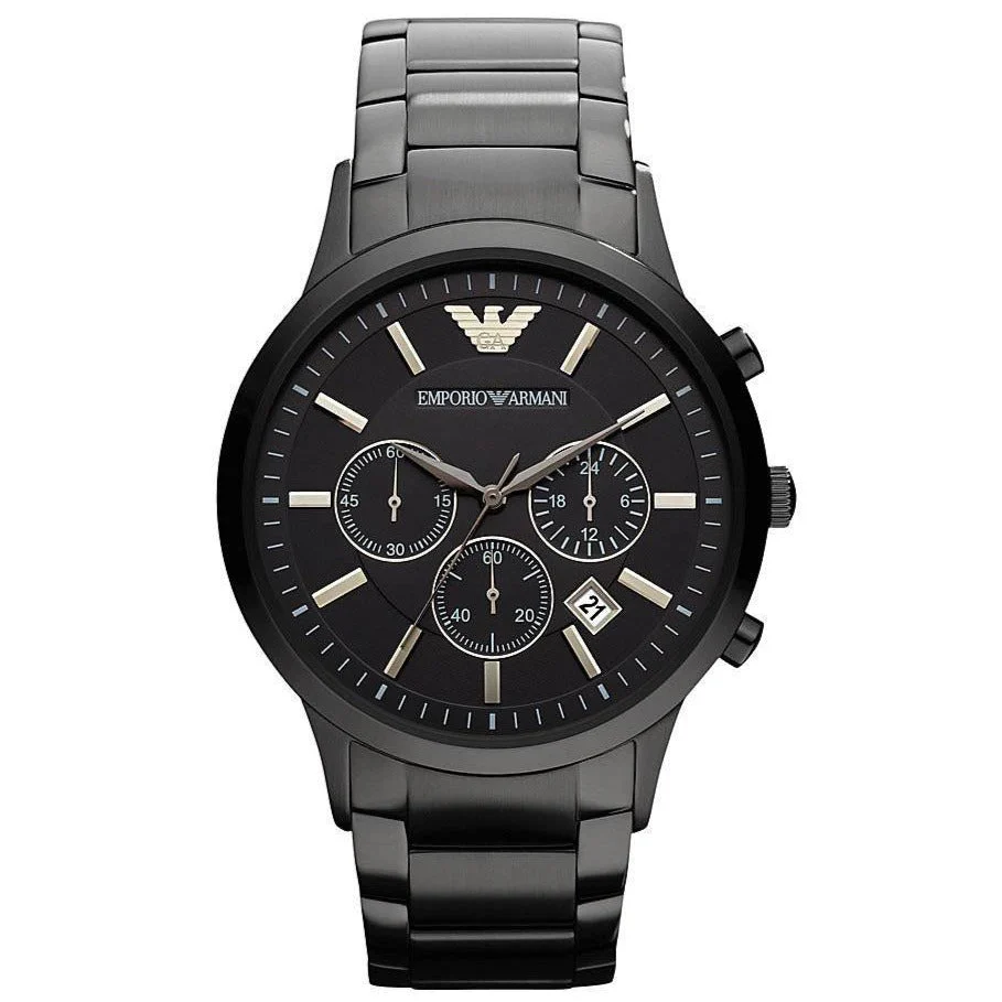 Men’s Emporio Armani Renato Black Stainless Steel Chronograph Watch AR2453
