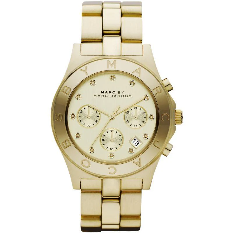 Ladies Marc Jacobs Blade Gold Stainless Steel Chronograph Watch MBM3101