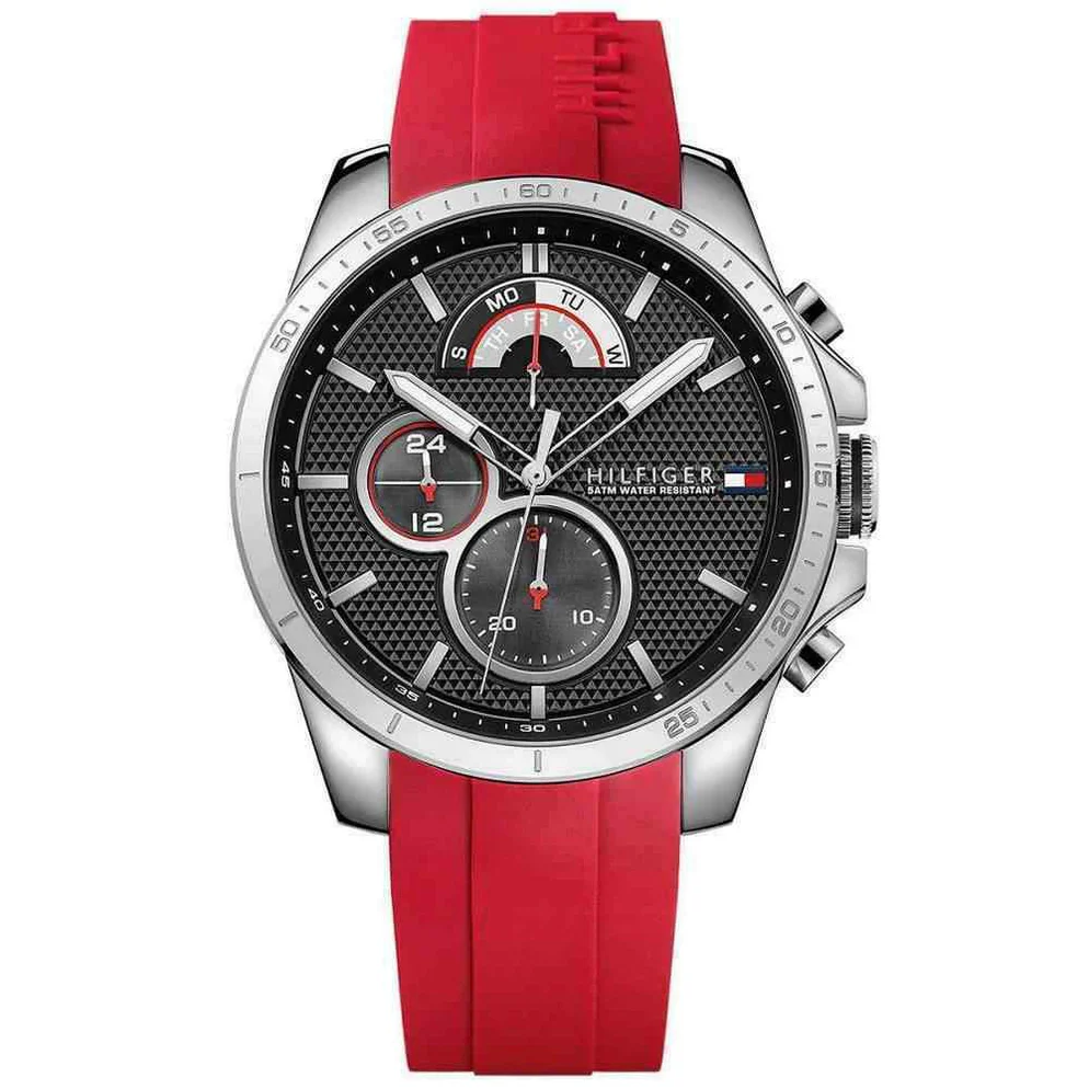 Mens Tommy Hilfiger Chronograph Red Silicone Strap Watch 1791351
