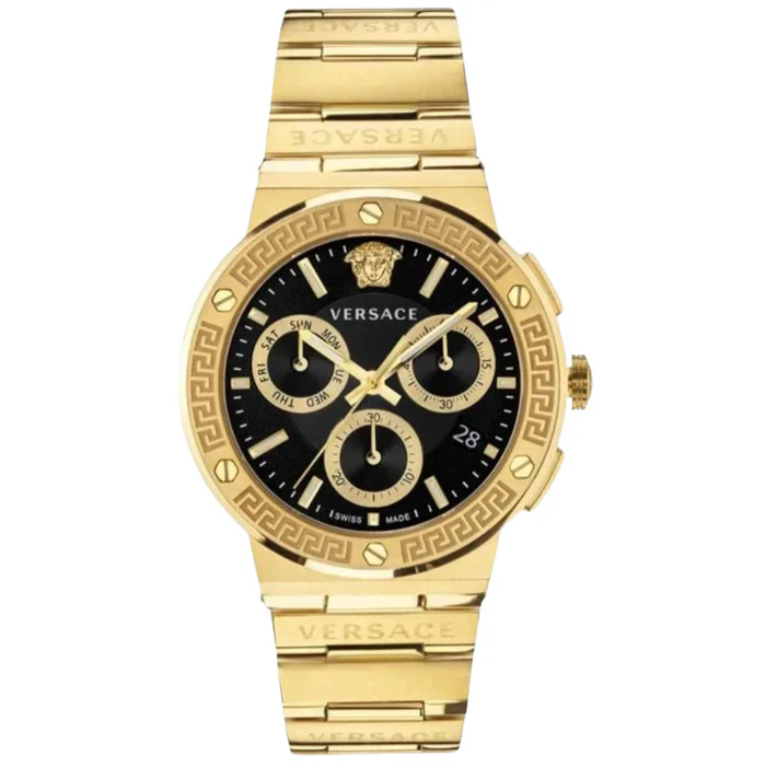 Men’s Versace Greca Logo Gold Chronograph Watch VEZ900421