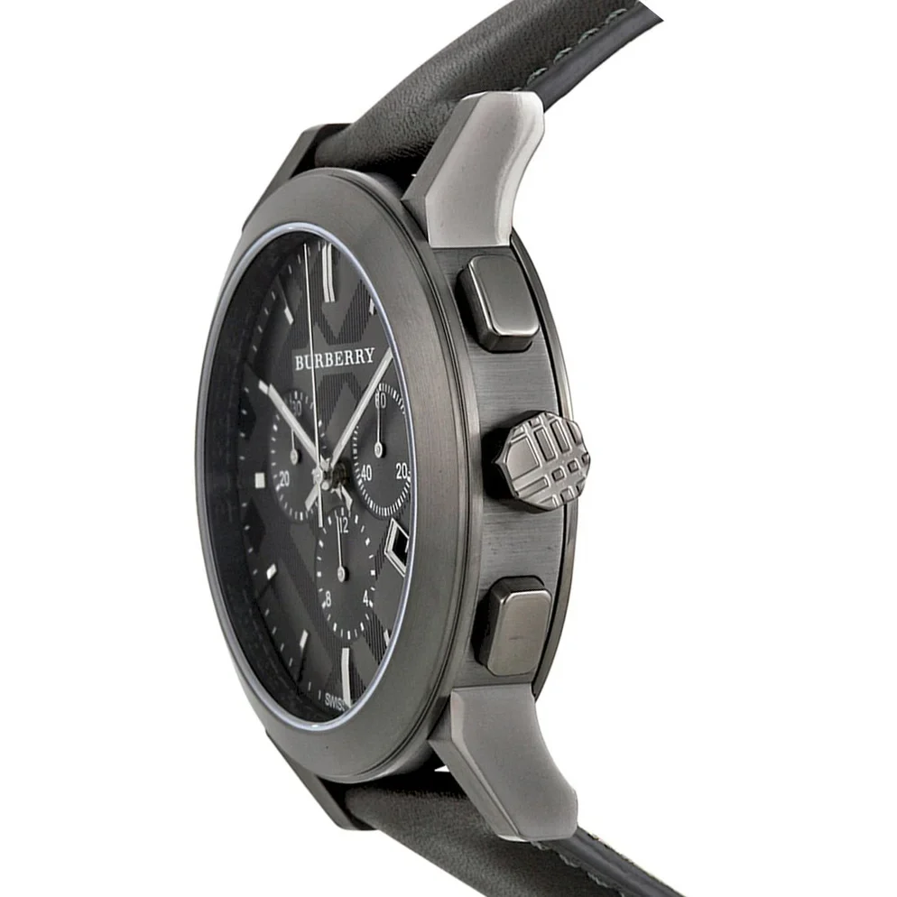 Men’s Burberry The City Dark Grey Leather Strap Chronograph Watch BU9364