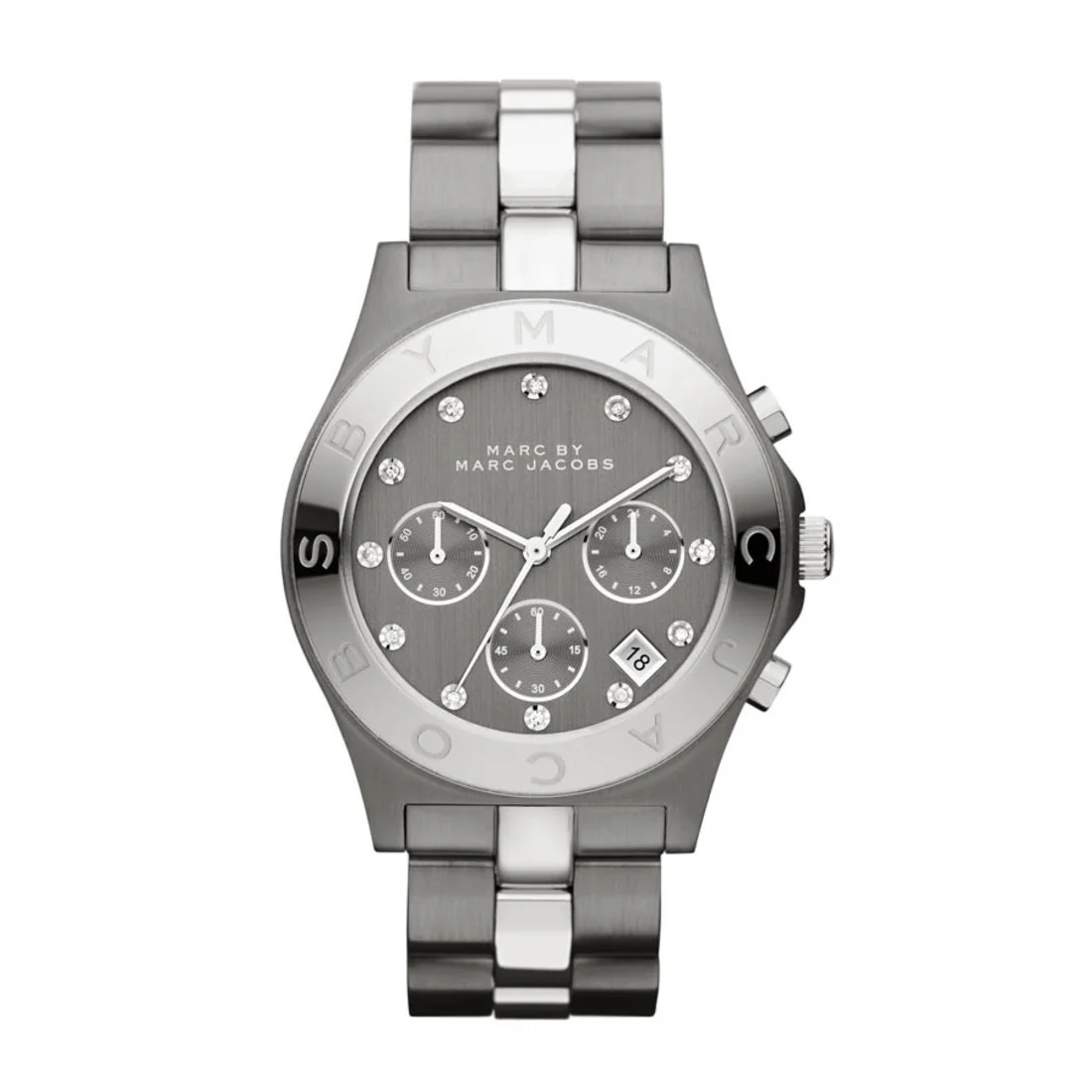 Ladies Marc By Marc Jacobs Blade Gunmetal Grey & Silver Chronograph Watch MBM3179