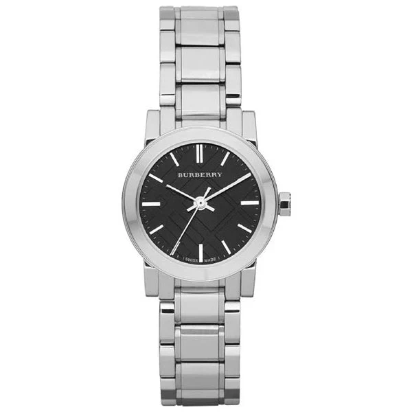 Ladies Burberry Mini Black Dial 26mm Stainless Steel Watch BU9201
