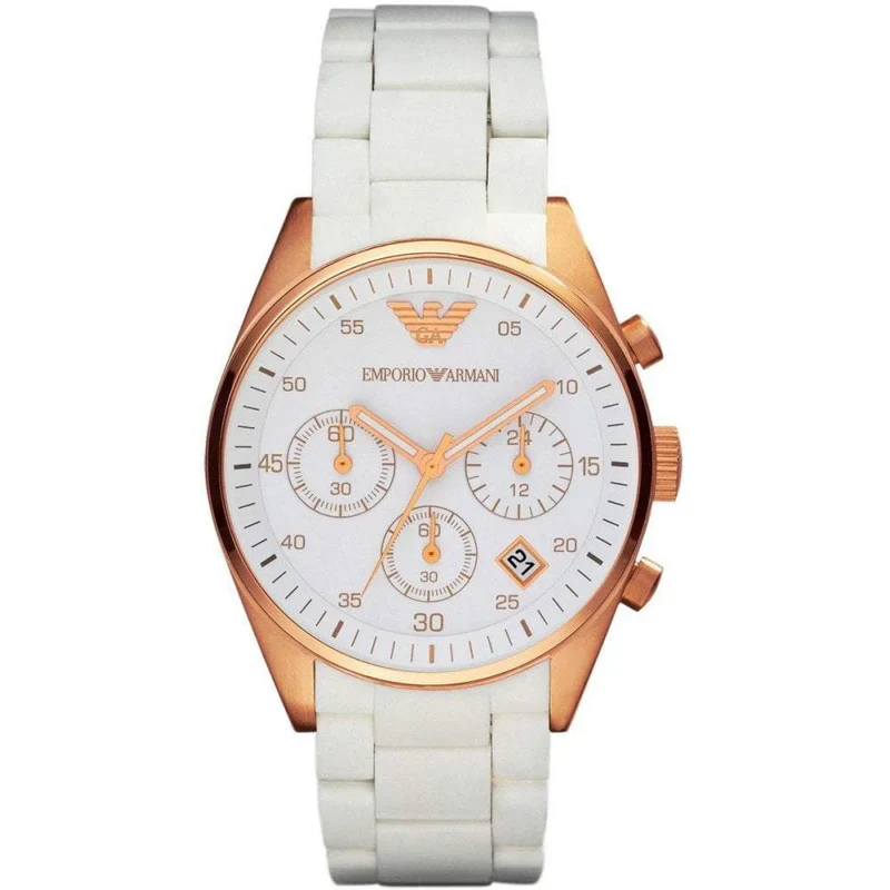 Ladies Emporio Armani Sportivo White Dial Chronograph Watch AR5920