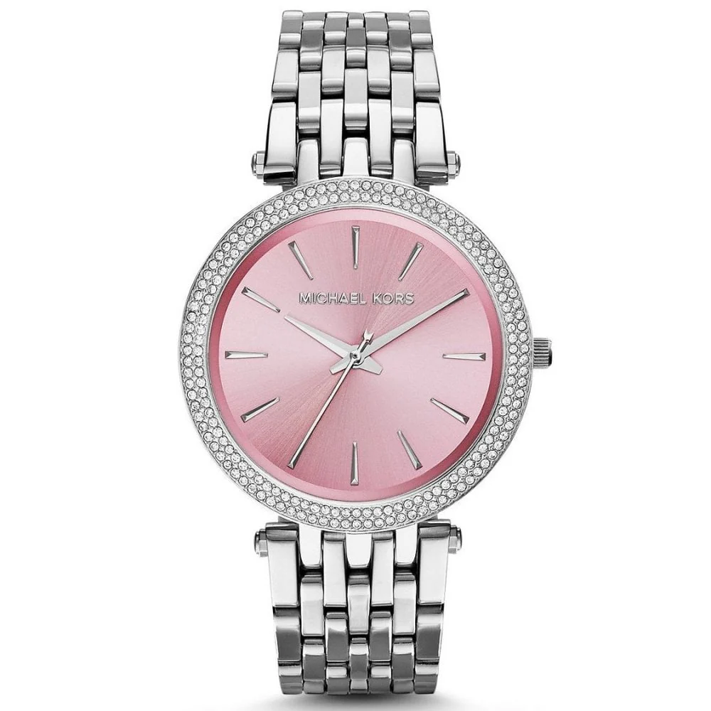 Ladies Michael Kors Darci Pink Dial Diamond Bezel Watch MK3352